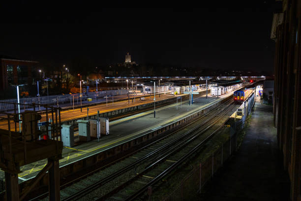 istock Guildford train station at night Surrey England 2203743145
