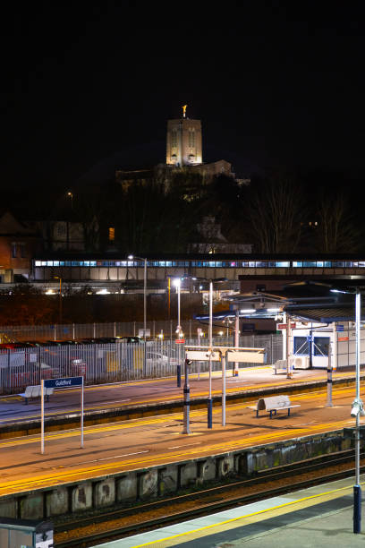 istock Guildford train station at night Surrey England 2203743175