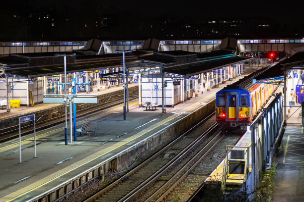 istock Guildford train station at night Surrey England 2203743185