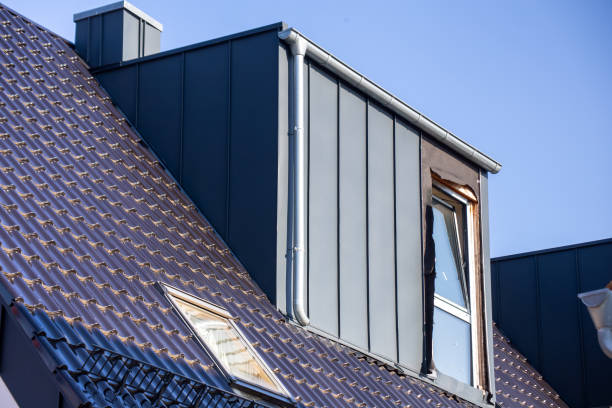 istock Extension of living space by installing a dormer window: Newly installed dormer window on a newly tiled roof 2203743289