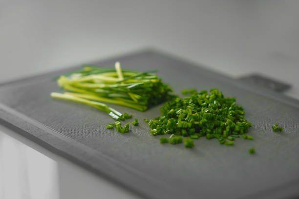 Macrophotography of scallions.