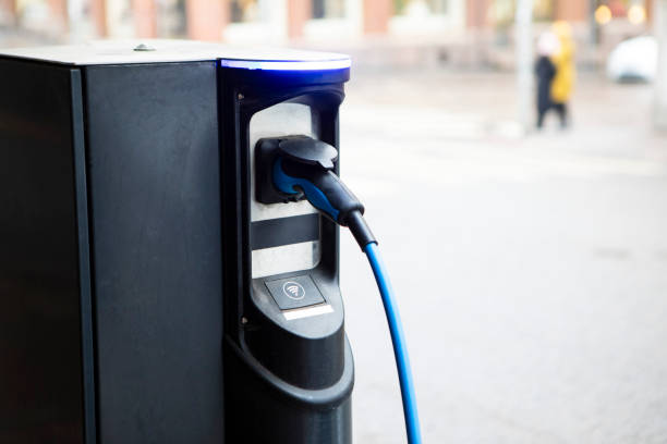 istock Electric vehicle charging station with copy space 2203746624