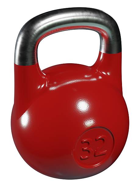 istock Olympic kettlebell, heavy cast iron powerlifting equipment with number 32 2203750290
