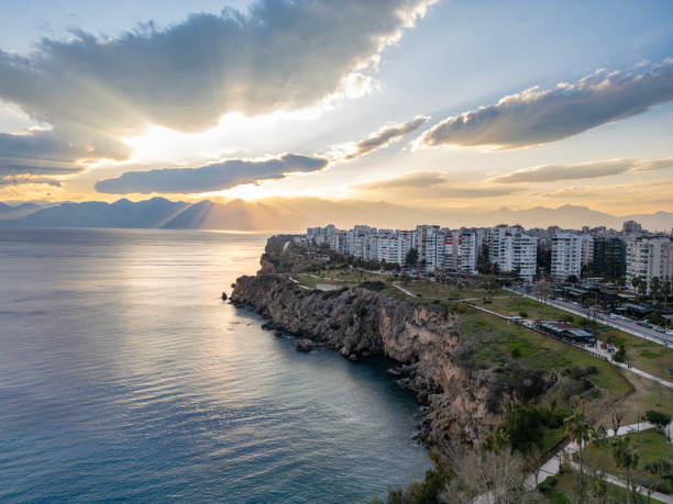 Cliffs and blue Sea in Antalya.
