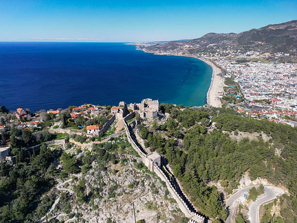 istock Red Tower (Kizil Kule) and Marina in Alanya, Turkey, 2203752969