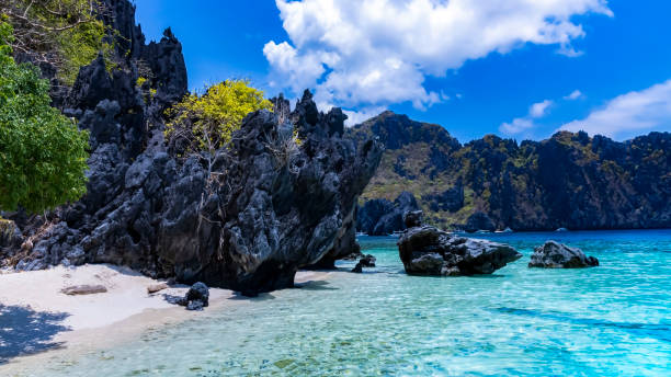 istock Beautiful Exploring the magnificent scenery of clear blue water surrounded by high cliffs in El Nido, Palawan. 2203753058
