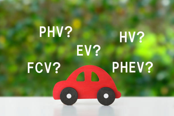 istock Toy car and eco car terms and question marks 2203754713