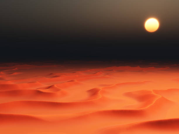 istock Sand desert with dunes and dark sky 2203772991