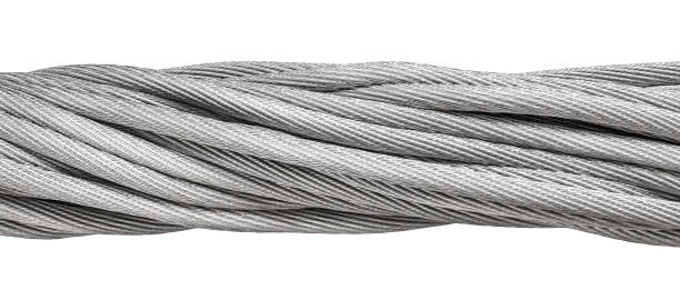 istock Close-up of strong steel cable representing strength and reliability 2203774627