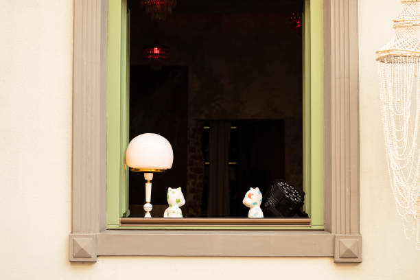 Rustic apartment window seen long the touristic streets of the Saint-Emilion region, France