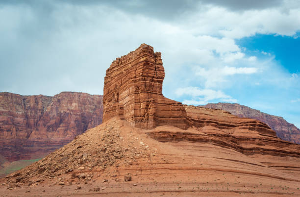 Marble Canyon marks the beginning of the Grand Canyon. Colorful rocks and cliff walls along the Colorado River is below the Glen Canyon Dam.