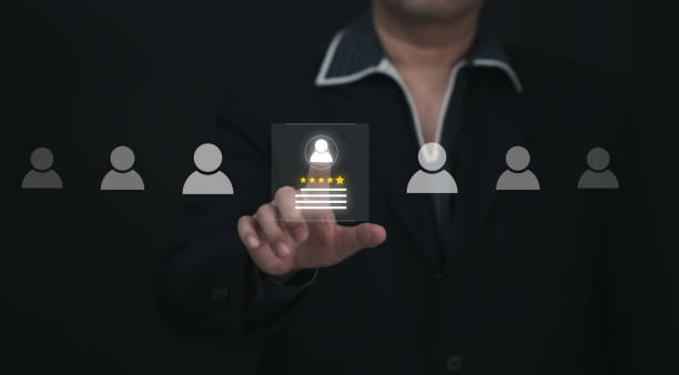 istock Recruitment people or Human Resource Management (HR) concept : Bussinessman using laptop for human development recruitment leadership and customer target group to enter the position in company. 2203780401