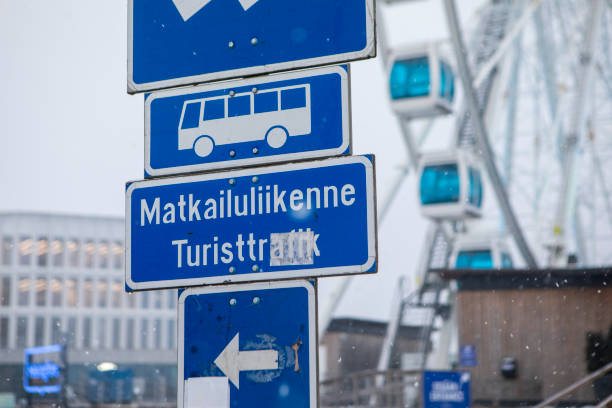 Close-up of signs on Helsinki Harbour