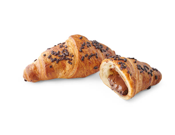 istock Croissant bakery with chocolate isolated white background style. 2203796341