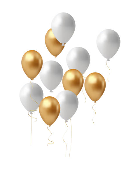 istock Color holiday balloons Gold,white  bright background  illustration background Color flying 2203804162