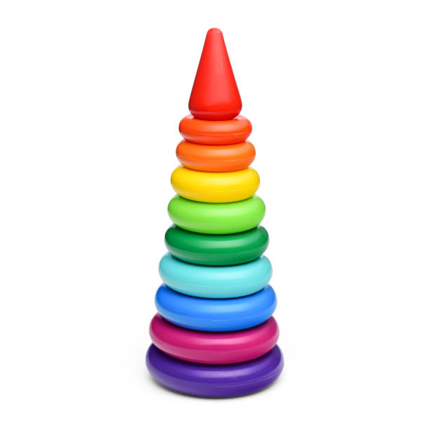 istock Plastic colored pyramid for children's play isolated on a white background. 2203806052