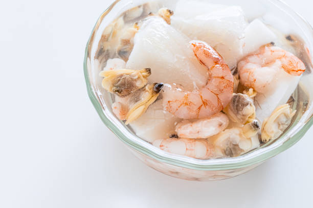 Seafood mix, frozen seafood, saltwater, thawing method