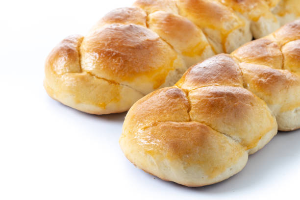 Traditional Easter bread. Tsoureki braid isolated on whitebackground