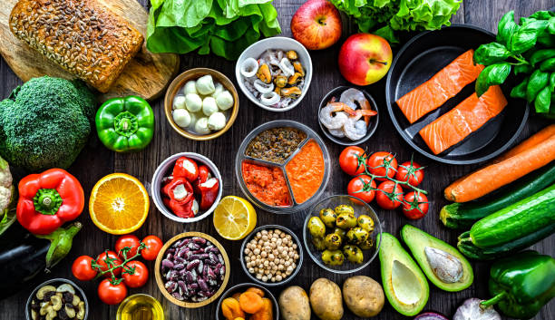 istock Food products representing the Mediterranean diet 2203824920