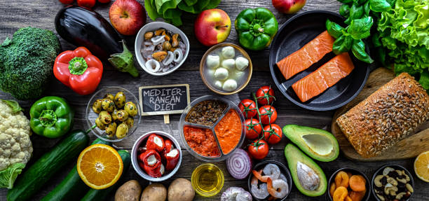 istock Food products representing the Mediterranean diet 2203824981