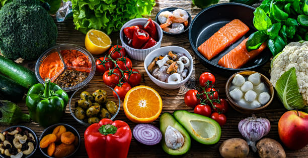 istock Food products representing the Mediterranean diet 2203825040