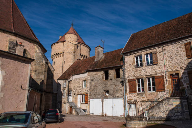 The town of Arnay le Duc in Burgundy, France, with its old stone houses