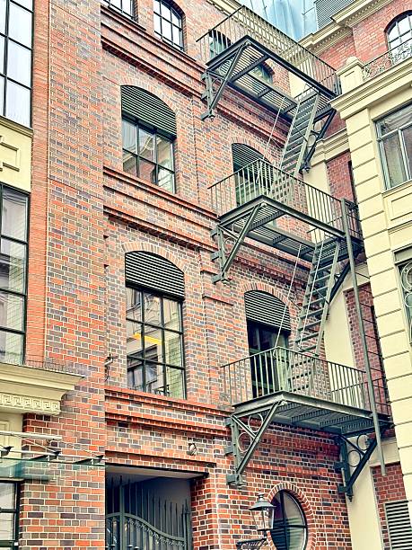 istock iron fire escape on a building in warsaw 2203842566