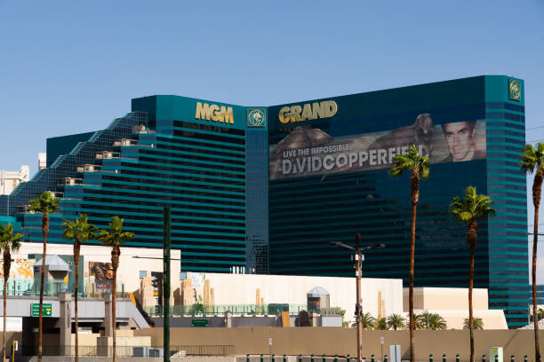 Las Vegas, Nevada - United States - March 2nd, 2025: View of the MGM Hotel and Casino from the Las Vegas Strip in Las Vegas, Nevada, USA.