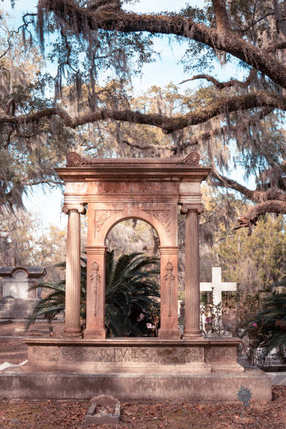 Savannah, Georgia - February 20, 2023:  View of historic Bonaventure Cemetery in Savannah Georgia.