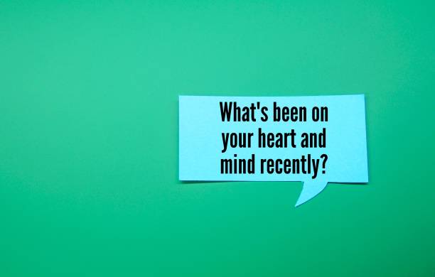 conversation box paper with question words What's been on your heart and mind recently?
