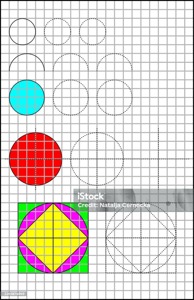 Square Paper Activity Educational Page With Exercises For Children On A Square Paper ...