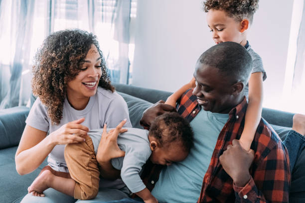 istock Happy family at home. 2203889286