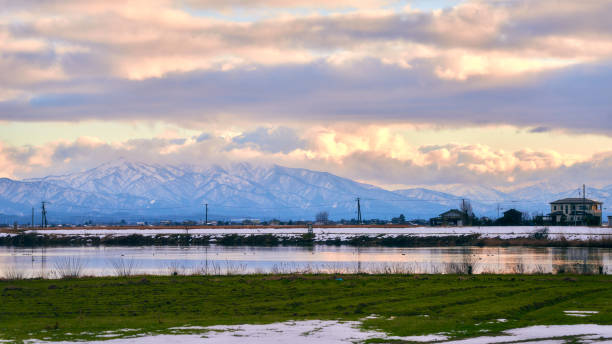 istock Scenery and nature with views of the Iide mountain range. 2203892898