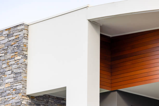istock Closeup top part of modern house, background with copy space 2203894893