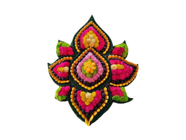 istock A decorative pattern of floral images made from multi-colored immortelle flowers. 2203896189