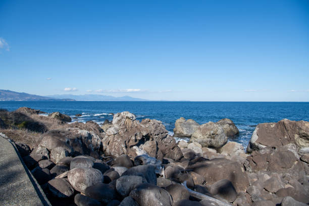 Beautiful sunny scenery from Hatsushima Island in Japan.