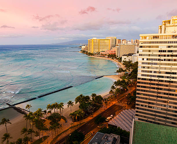 istock Morning Light on Waikiki Beach Skyline 2203899435
