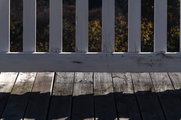 Balcony with stone railings on a white background