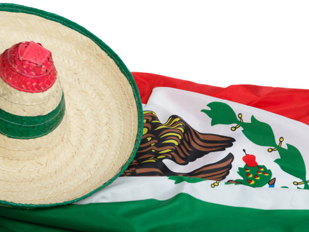 istock Mexican hat on the Mexican flag. Patriotic symbol. Copy space 2203912388