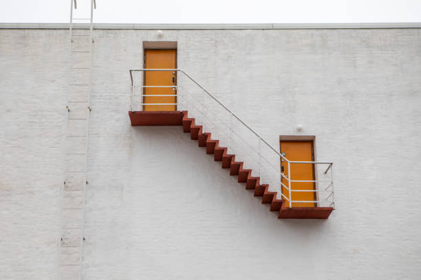 white striped stairs, concrete steps  in underground station