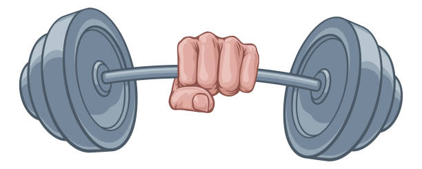 istock Weight Lifting Fist Hand Holding Barbell Concept 2203921220