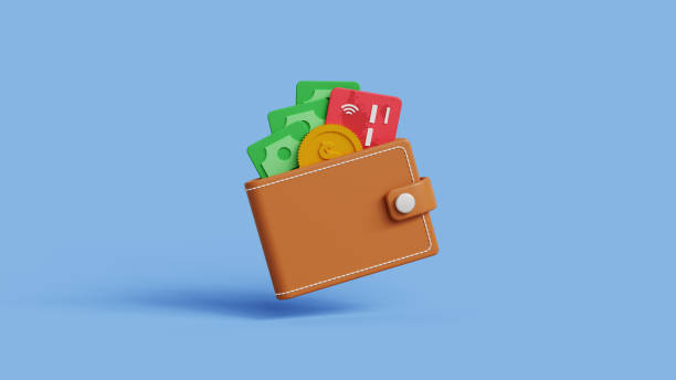 istock Digital wallet payment icon. Online wallet or trading wallet, secure banking, e-commerce, investment concept. Online money transaction application wallet. 3D wallet icon 2203923999