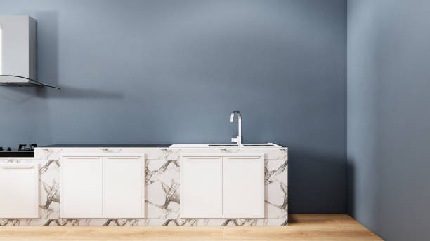 istock Scene blue Kitchen room scene mock up . 3D rendering 2203925182