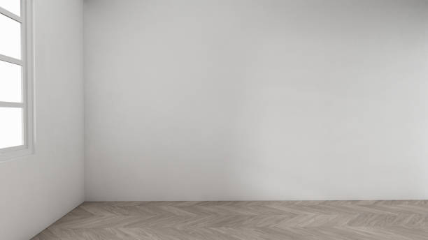 istock Scene to show products Empty room white on wooden floor interior design.3D rendering 2203925656