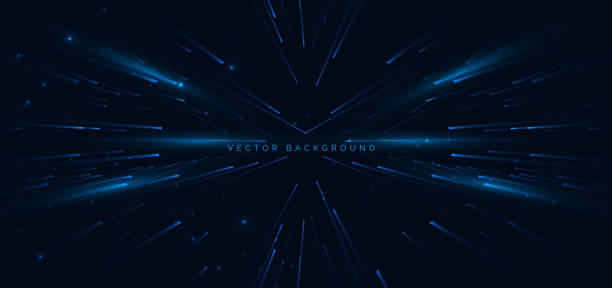istock Futuristic glowing blue lines diagonal on dark blue background. High speed motion moving concept. 2203928912