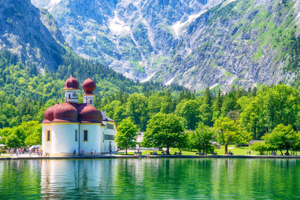 St. Bartholomew's is a pilgrimage church at the shore of the Königssee lake in the Berchtesgadener Land district of Bavaria, Germany