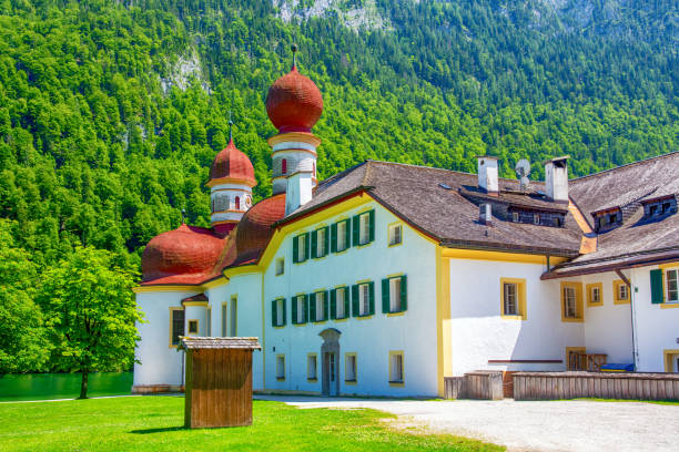 St. Bartholomew's is a pilgrimage church at the shore of the Königssee lake in the Berchtesgadener Land district of Bavaria, Germany