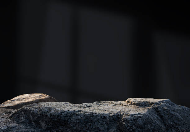istock Stone Rock from podium stage isolated on white background for Product Display platform,Grey Sea Rocky Stand with rough surface texture,Nature Rock cliff element,Stone garden decoration 2203930879