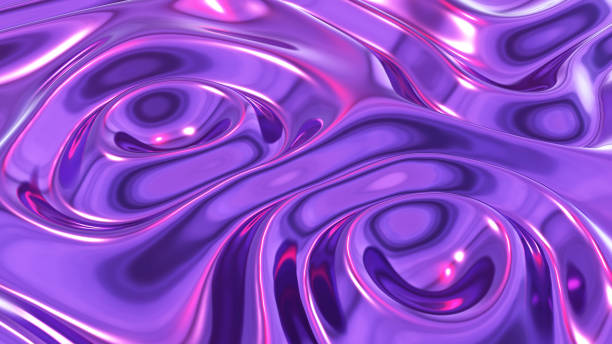 istock Liquid purple chrome waves background, shiny and lustrous metal pattern texture. 2203931883