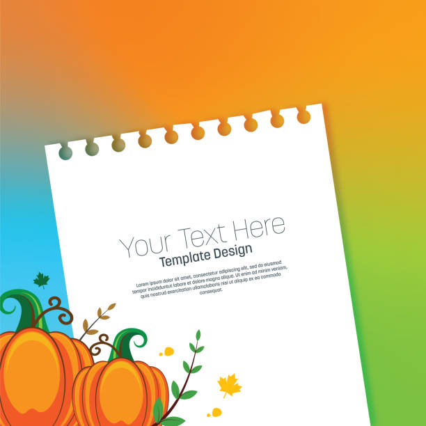 istock Happy Thanksgiving Day template design with autumn leaves and pumpkins for decoration and covering on the notepad paper shape background. Vectorstock illustration 2203934954